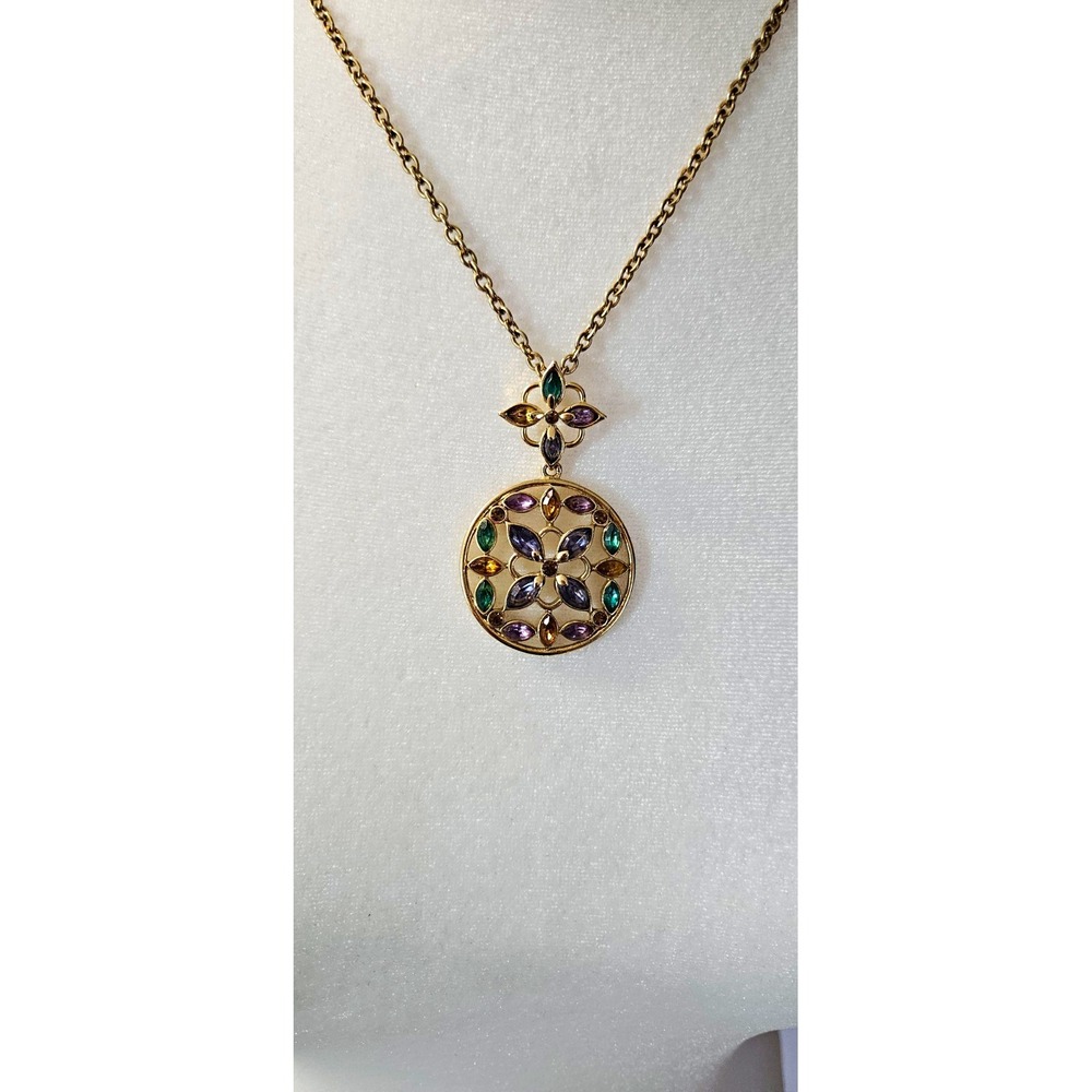 Crazy Horse by Liz Claiborne Gold Tone Multicolor Pendant Cable Chain Necklace